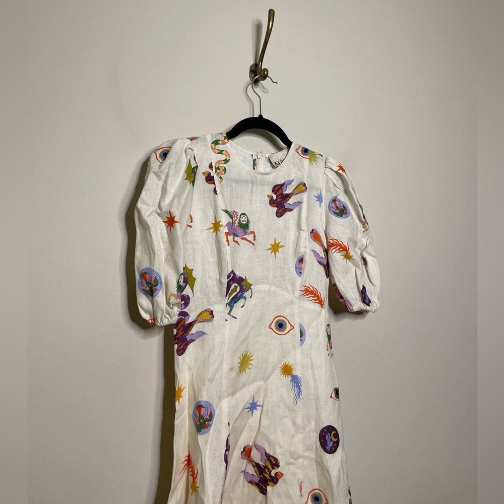 ALEMAIS Aether Abstract Print Linen Midi Dress - Picture 6 of 10